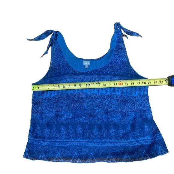 CONVERSE Women’s Blue Paisley Flowing Tie Tank Top Blouse XL - Picture 11 of 14